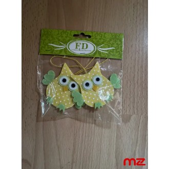 Závesná dekorácia sada 2× sova v žltej farbe